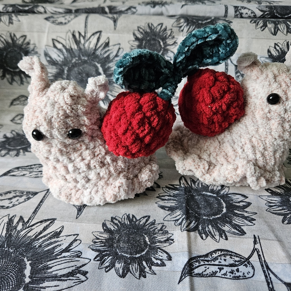 Crochet Cherry Snails Plushie - Picture 8 of 9